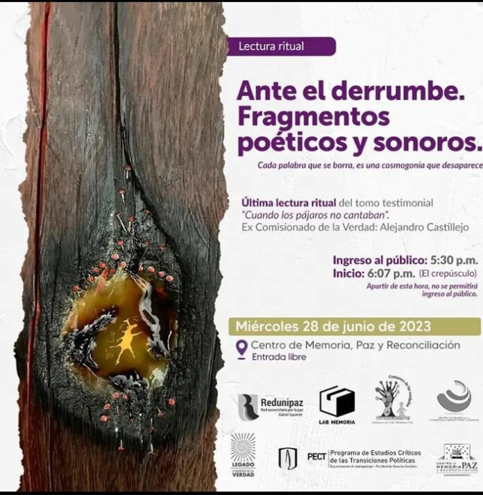 Lectura ritual del tomo testimonial “Cuando los pájaros no cantaban”