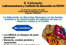 Segunda convocatoria ponencias X Coloquio de la Red Latinoamericana y Caribeña de Educación en Derechos Humanos